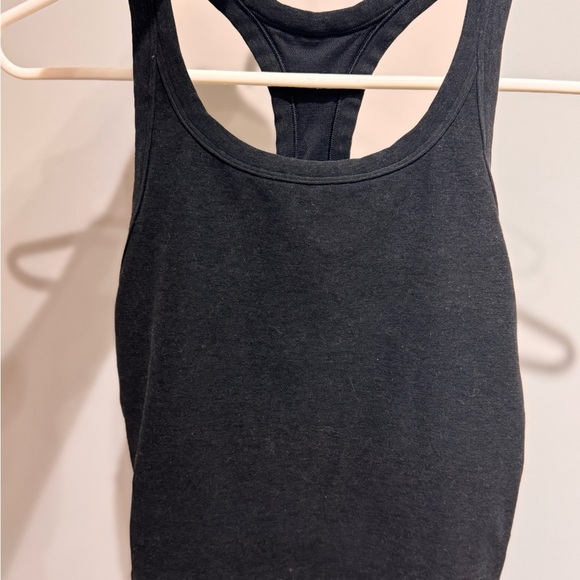 Vuori Tops - Dark Gray Racerback Crop Tank Top